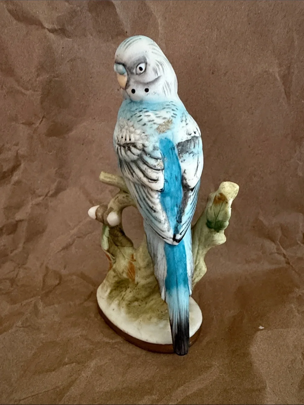 Decorative Lefton Blue and White Parakeet Figurine for Bird Lovers